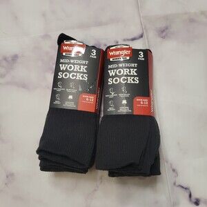 Wrangler Pack of 6 Black Mid weight Work Socks